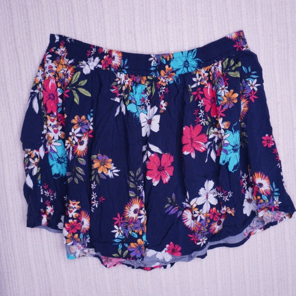 24) ARIZONA Floral Brillant Colored Layered Flowy Skirt w. Elastic Back Sz. L - Picture 3 of 7
